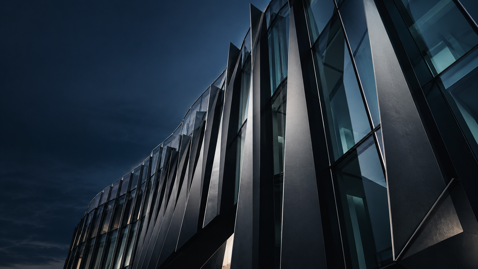 Architectural study of a glass and steel facade